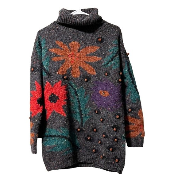 Susann D Size Medium Hand-Knit Wool Blend Multicolor Art-to-Wear Womens Sweater - Picture 1 of 10